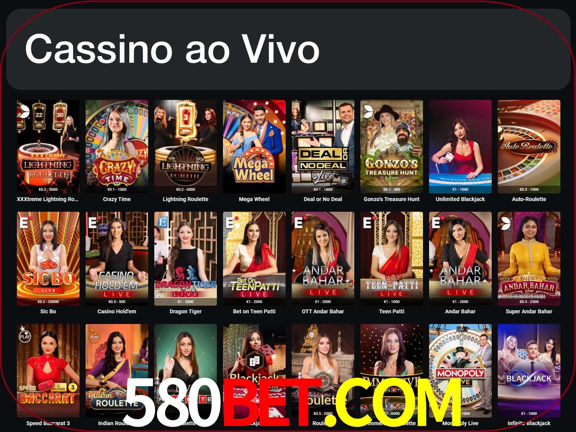 Jogue jogos de cassino com um verdadeiro dealer.