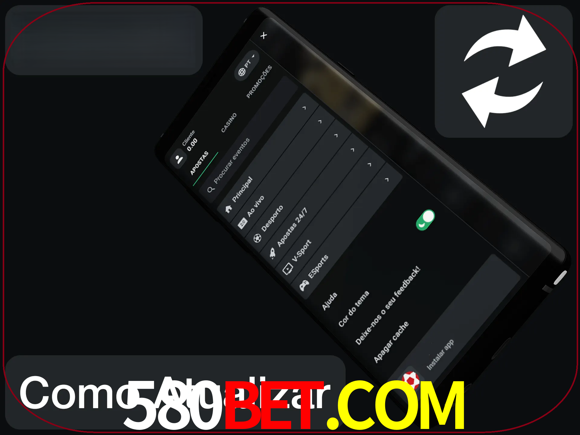 O aplicativo é atualizado automaticamente quando você faz o login.